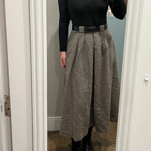 Ralph Lauren vintage made in USA 100% wool houndstooth midi skirt - Picture 3 of 6